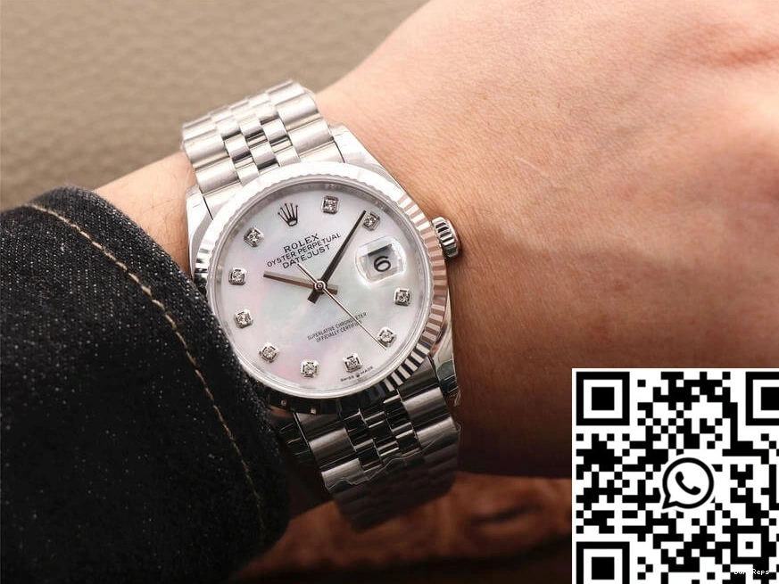 White Mother-Of-Pearl Rolex Datejust Factory M126234-0019 Dial EW 0422
